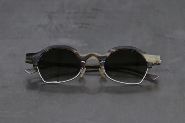 Rigards RG1928 series natural buffalo horn wire cutting high degree of handmade glasses RG-RG1928-MCYGLP camouflage matte green lens